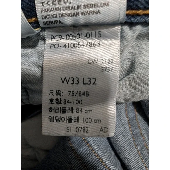 LEVI'S 501 Men's 33 x‎ 32 Button Fly Blue Denim Straight Leg Jeans - Picture 5 of 9